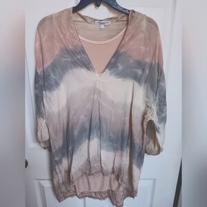 GUC Collezione Gaia - Silk Viscose 2 Layer Blouse, Button Up Sleeves, size 2XL